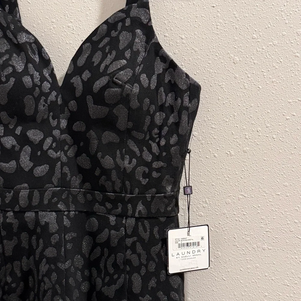 Laundry By Shelli Segal NWT Size 4 Gunmetal Animal Print Jumpsuit Cocktail Chic - Picture 3 of 6